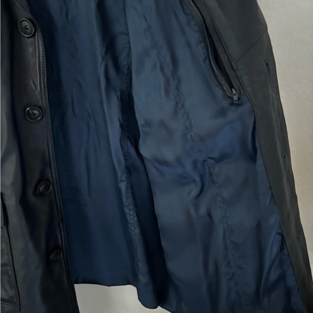 REVOLVE Dark Blue Leather Field Jacket - Picture 10 of 12